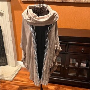 NWT Plus size 3x Mocha Brown and Black Cowl Neck Poncho